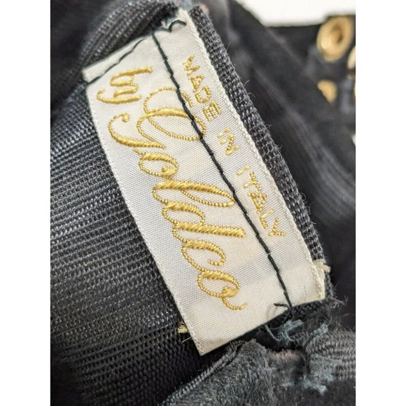 Goldco Italy Suede Sac Purse Clutch Handbag Black Small Bag Gold Metal Hardware - Picture 5 of 10